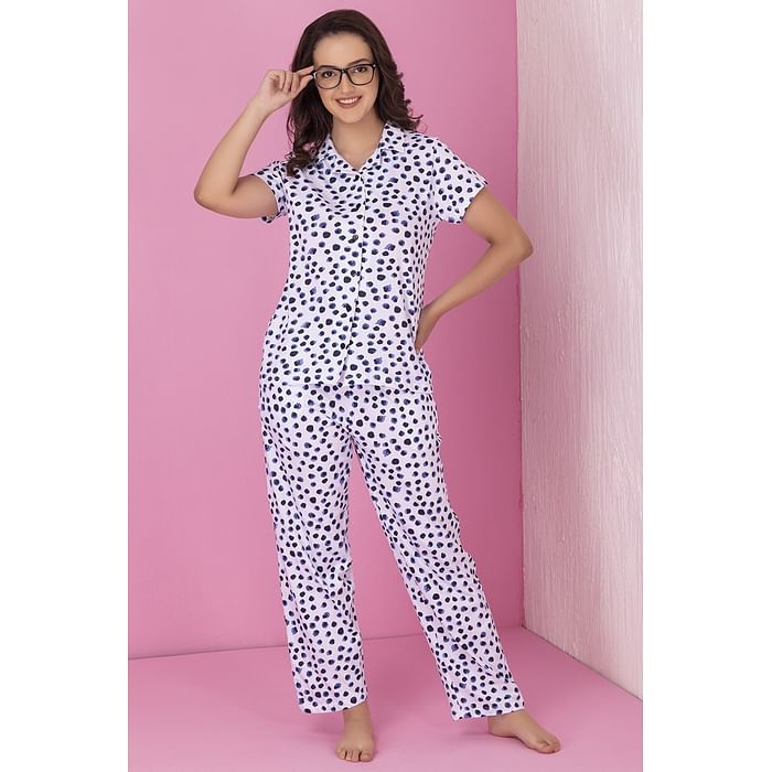 Clovia Print Me Pretty Button Down Shirt & Pyjama Set in White - 100% Cotton - LS0025J18
Clovia Print Me Pretty Button Down Shirt & Pyjama Set in White - 100% Cotton - LS0025J18