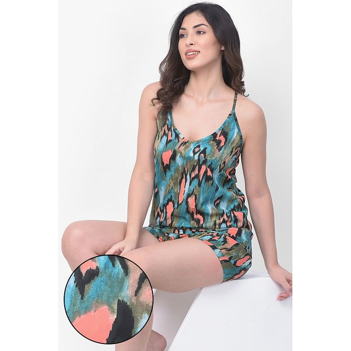 Clovia Print Me Pretty Cami Top & Shorts in Sea Green - Crepe - LS0419P19, Multicolour
Clovia Print Me Pretty Cami Top & Shorts in Sea Green - Crepe - LS0419P19, Multicolour