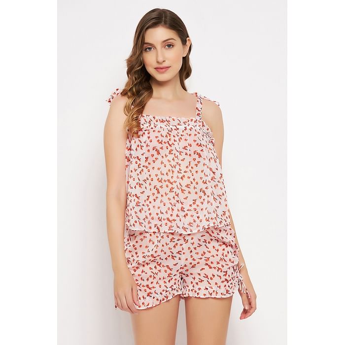 Clovia Pretty Florals Sheer Resort Wear Top & Shorts Set in White - Georgette - RW0066P18
Clovia Pretty Florals Sheer Resort Wear Top & Shorts Set in White - Georgette - RW0066P18