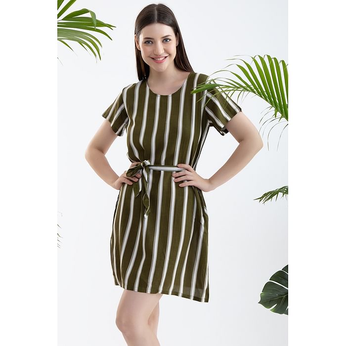 Clovia Sassy Stripes Short Night Dress in Olive Green - Rayon - NS1335P17, Dark green
Clovia Sassy Stripes Short Night Dress in Olive Green - Rayon - NS1335P17, Dark green