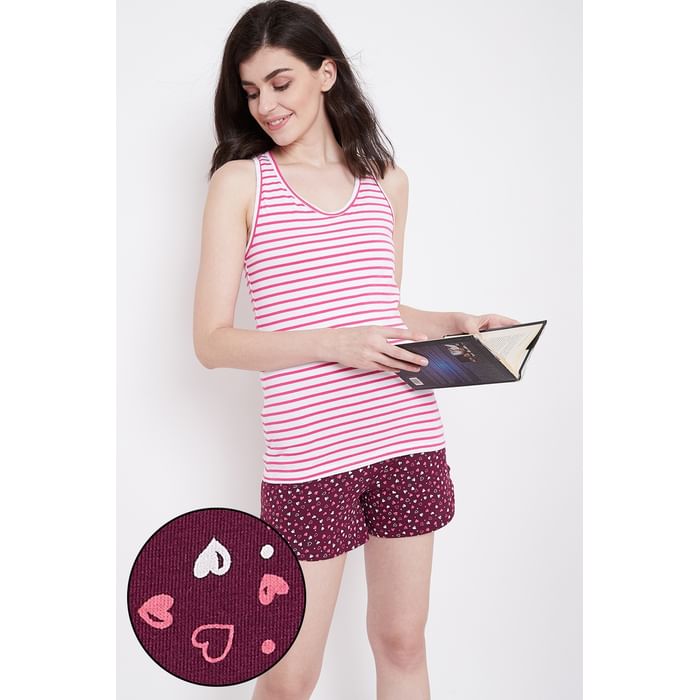 Clovia Sassy Stripes Tank Top & Shorts Set in White & Purple- Cotton - LSC013D22, Light pink
Clovia Sassy Stripes Tank Top & Shorts Set in White & Purple- Cotton - LSC013D22, Light pink