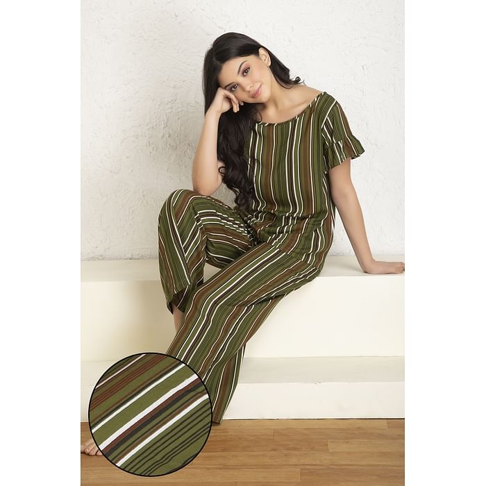 Clovia Sassy Stripes Top & Pyjama Set in Green - Rayon - LS0534P11, Light green
Clovia Sassy Stripes Top & Pyjama Set in Green - Rayon - LS0534P11, Light green