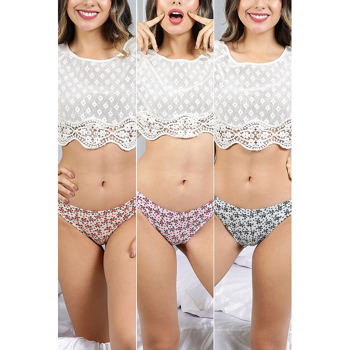 Clovia Pack of 3 Mid Waist Floral Print Hipster Panties with Inner Elastic - Cotton - PN2925B30, Assorted
Clovia Pack of 3 Mid Waist Floral Print Hipster Panties with Inner Elastic - Cotton - PN2925B30, Assorted