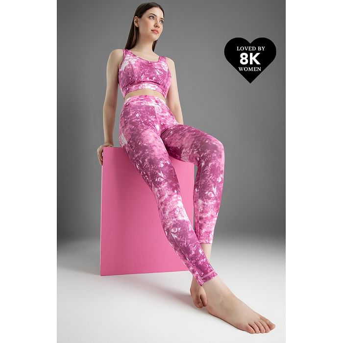 Clovia Snug Fit Ankle-Length High-Rise Active Tie-Dye Print Tights in Pink - AB0042A22, Light pink
Clovia Snug Fit Ankle-Length High-Rise Active Tie-Dye Print Tights in Pink - AB0042A22, Light pink
