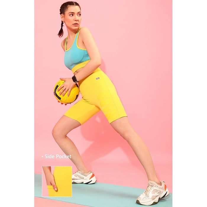 Clovia Snug Fit High-Rise Active Shorts in Yellow with Side Pocket - AB0055P02, Light yellow
Clovia Snug Fit High-Rise Active Shorts in Yellow with Side Pocket - AB0055P02, Light yellow