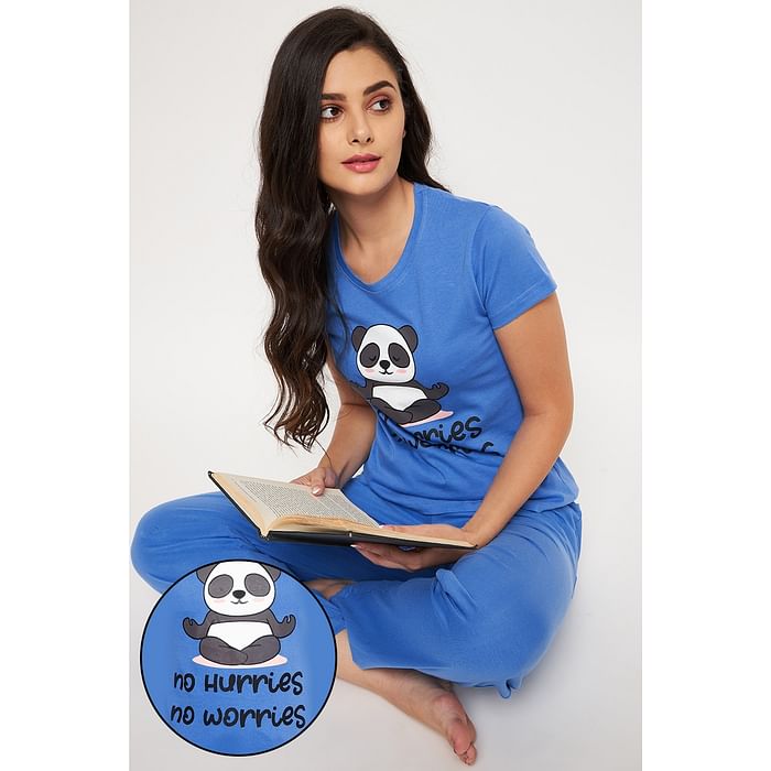 Clovia Text & Graphic Print Top & Solid Pyjama Set in Royal Blue - 100% Cotton - LS0413H08, Navy
Clovia Text & Graphic Print Top & Solid Pyjama Set in Royal Blue - 100% Cotton - LS0413H08, Navy