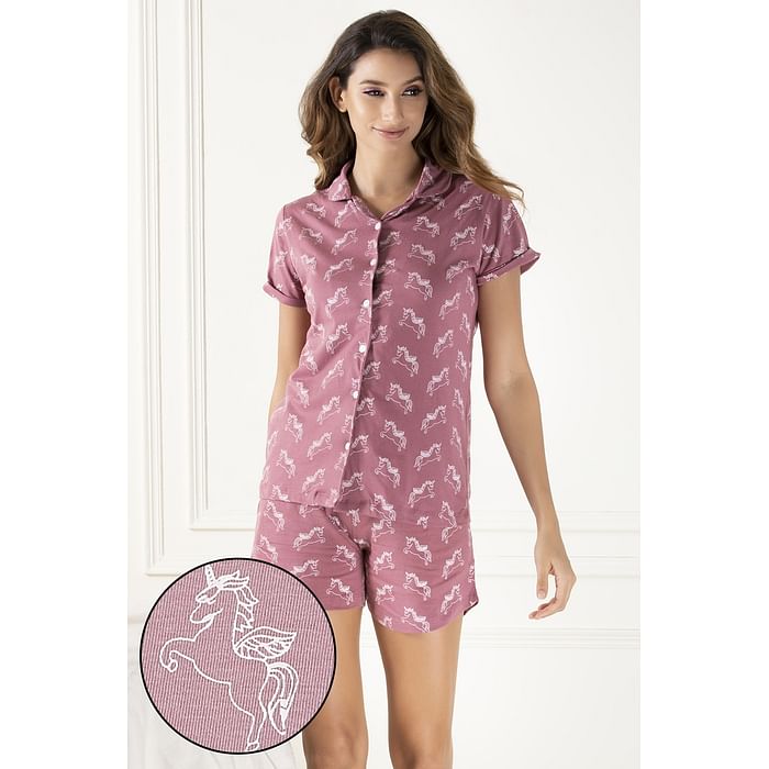 Clovia Unicorn Print Button Down Shirt & Shorts Set in Dusty Pink - 100% Cotton - LS0094P15, Purple
Clovia Unicorn Print Button Down Shirt & Shorts Set in Dusty Pink - 100% Cotton - LS0094P15, Purple