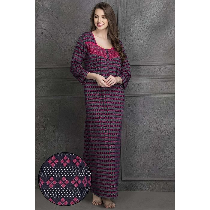 Clovia Woollen Printed Full Sleeves Long Night Dress In Pink - NSW968P22, Light pink
Clovia Woollen Printed Full Sleeves Long Night Dress In Pink - NSW968P22, Light pink