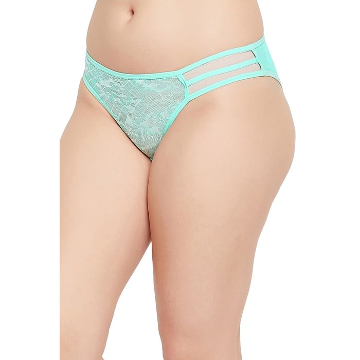 Clovia Low Waist Bikini Panty in Seafoam Green with Cage Detailing - Lace - PN0277A11, Light green
Clovia Low Waist Bikini Panty in Seafoam Green with Cage Detailing - Lace - PN0277A11, Light green