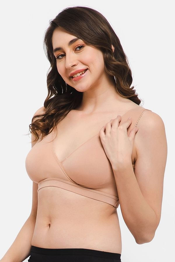 Buy Non Padded Non Wired Full Cup Slip On Maternity Bra In Nude Colour