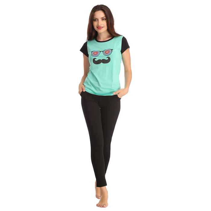 Clovia Cotton Blue Graphic T-Shirt With Fitted Leggings - LSC512P11, Light green
Clovia Cotton Blue Graphic T-Shirt With Fitted Leggings - LSC512P11, Light green