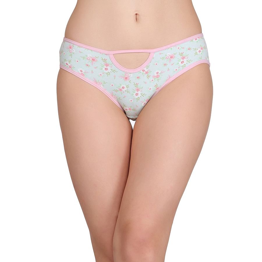 Buy Cotton Low Waist Floral Print Bikini With Cut Out Online India