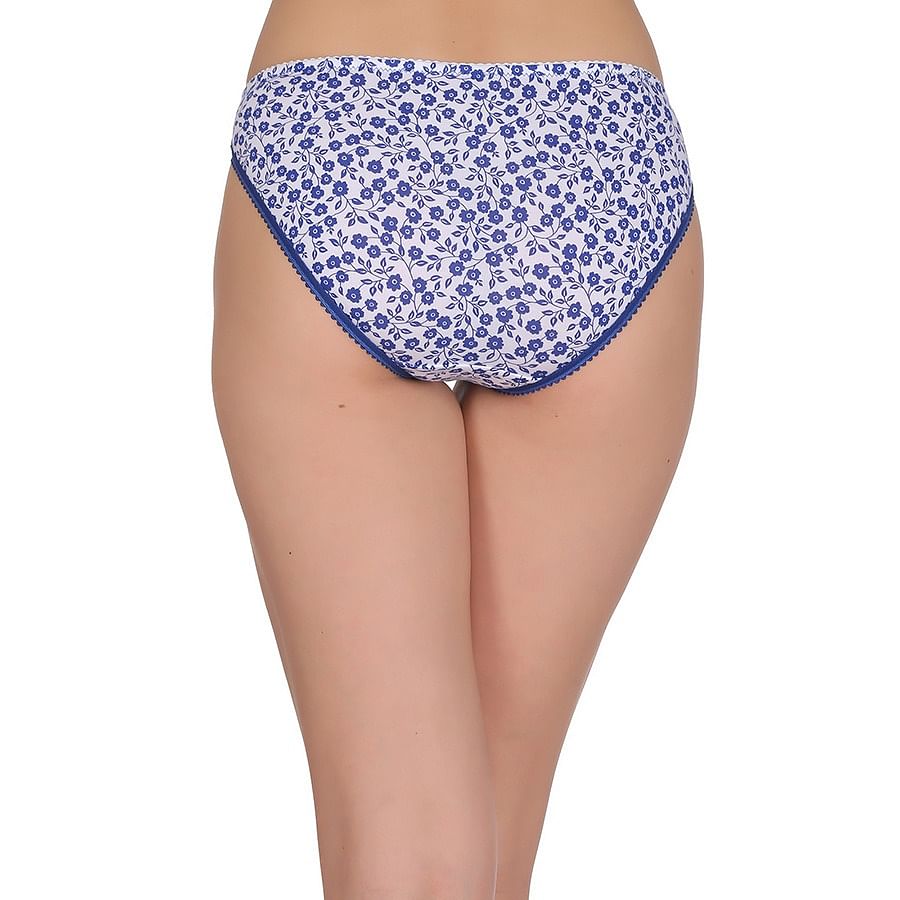 Buy Cotton Low Waist Floral Print Bikini With Powernet Panel Online