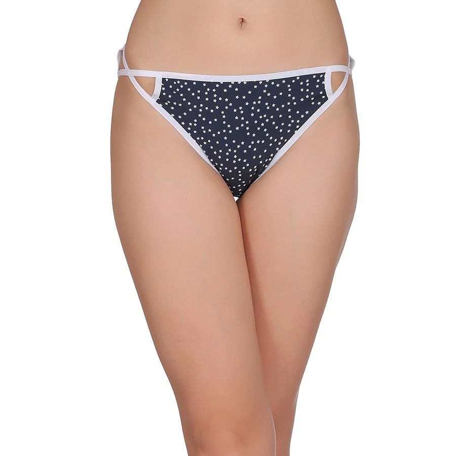 Buy Cotton Low Waist Star Print Bikini With Crisscross Sides Online