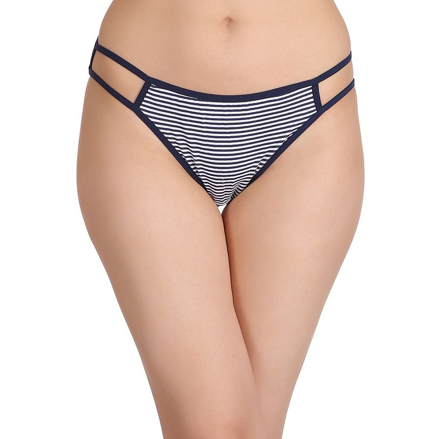 Buy Cotton Low Waist Striped Bikini With Cut Out Sides Online India