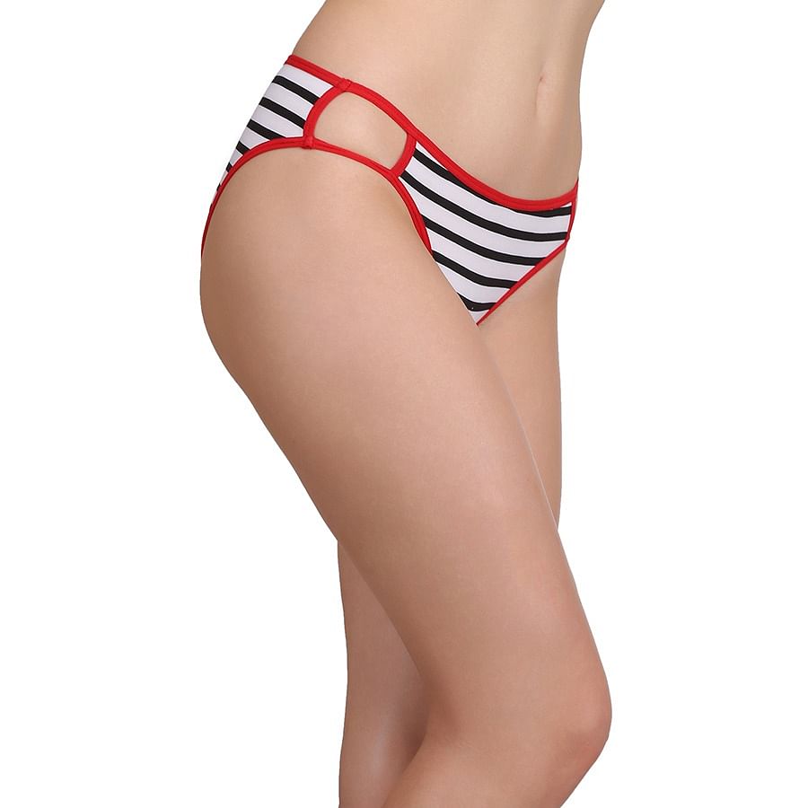 Buy Cotton Low Waist Striped Bikini With Cut Out Sides Online India