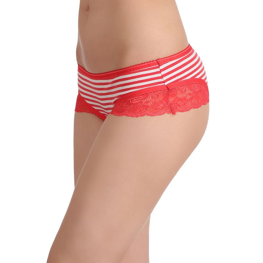 Buy Cotton Low Waist Striped Bikini Panty With Lace Wings Online India