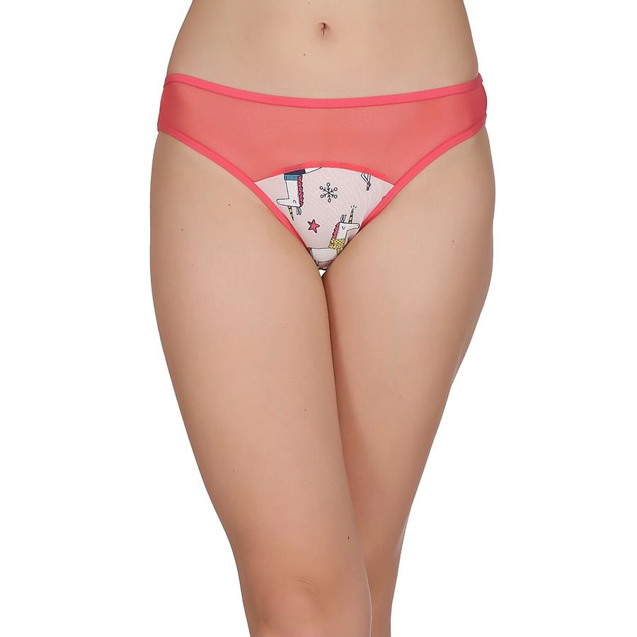 Buy Cotton Low Waist Unicorn Print Bikini With Powernet Panel Online