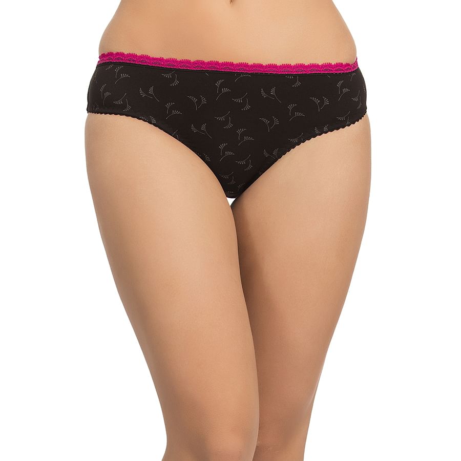 Buy Cotton Mid Waist Bikini With Contrast Waist Black Online India