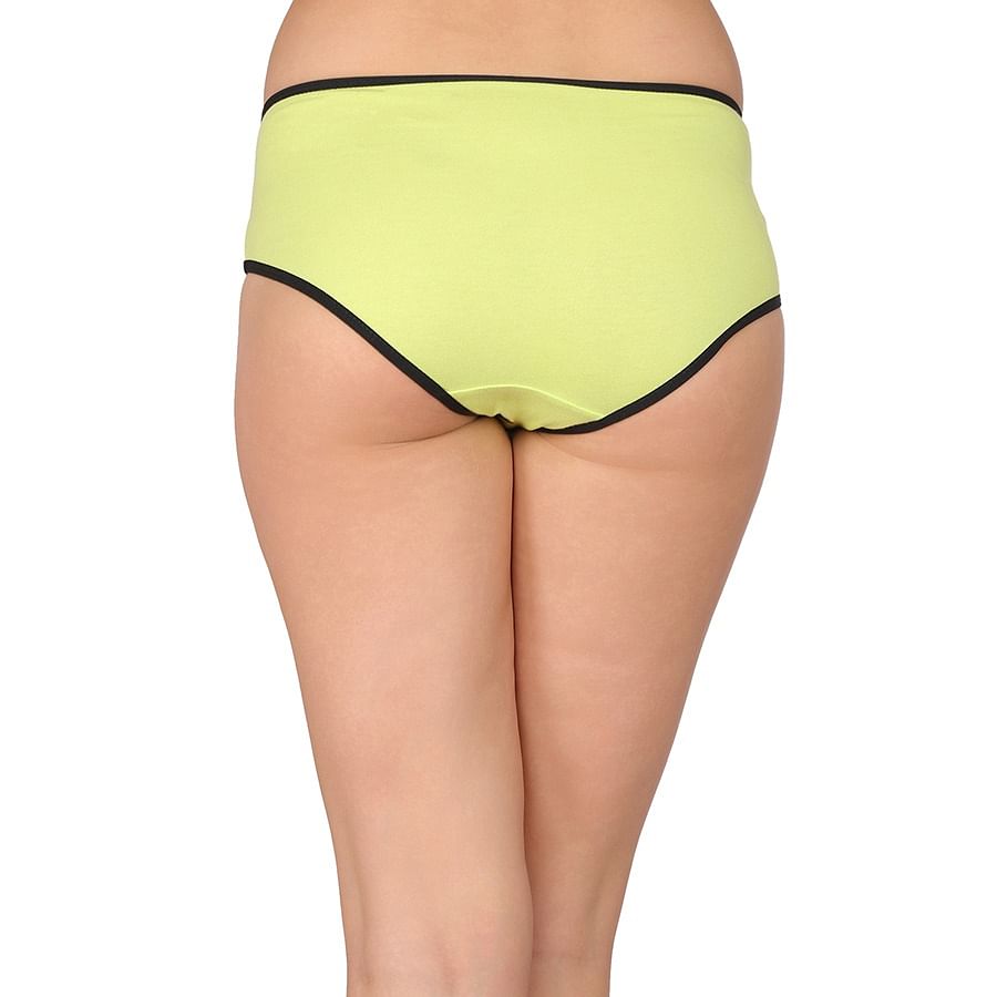 Buy Cotton Mid Waist Colourblocked Bikini With Powernet Panel Online