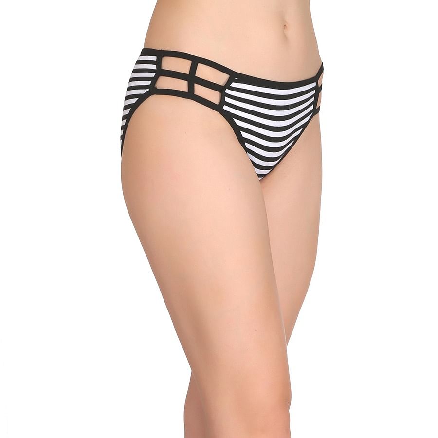 Buy Cotton Low Waist Striped Bikini With Cut Out Sides Online India