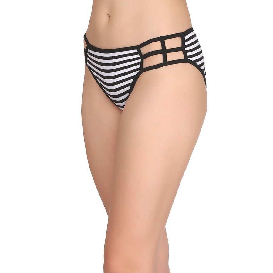 Buy Cotton Low Waist Striped Bikini With Cut Out Sides Online India