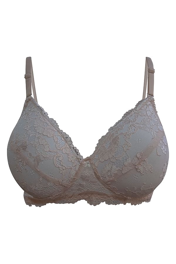 Buy Lace Padded Non Wired Full Coverage Multiway Bridal Bra In Nude