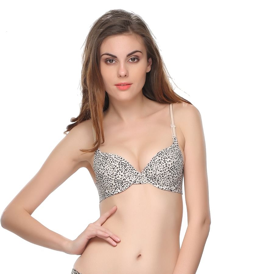 Buy Laser Cut Invisible Printed Push Up Bra In Nude Online India Best