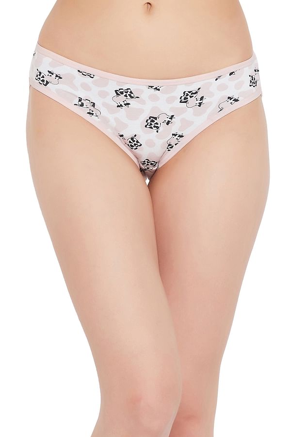 Buy Low Waist Cow Print Bikini Panty In White Cotton Online India