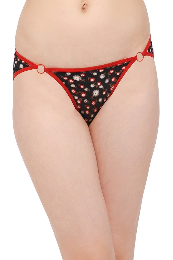 Buy Low Waist Floral Print Bikini Panty In Black Online India Best