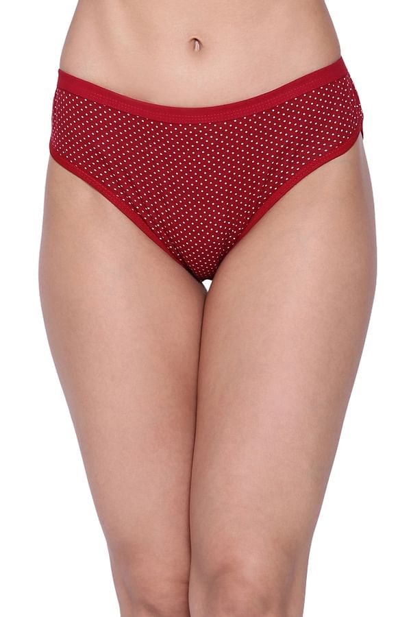 Buy Low Waist Polka Print Bikini Panty In Red Cotton Online India