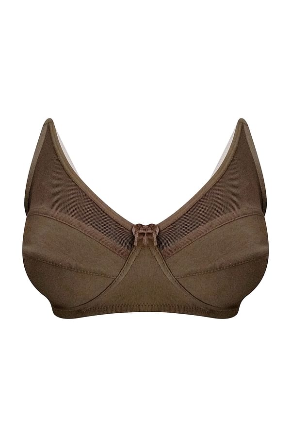 Buy Non Padded Non Wired Full Cup Bra In Nude Colour Cotton Online