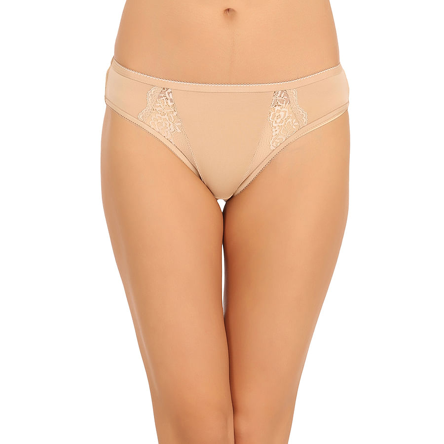 Buy Cotton Mid Waist Bikini With Lace Side Wings Skin Online India