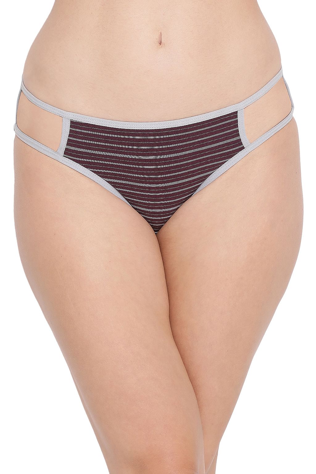 Buy Cotton Low Waist Striped Bikini With Cage Sides Online India Best