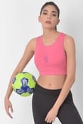 Medium Impact Padded Racerback Sports Bra with Removable Cups in Pink