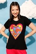 Graphic Print Top in Black - 100% Cotton