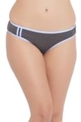 Low Waist Bikini Panty in Dark Grey - Cotton	
