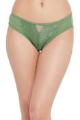 Low Waist Bikini Panty in Forest Green - Lace