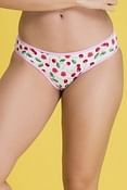 Low Waist Cherry Print Bikini Panty in White