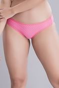Low Waist Polka Print Bikini Panty in Rose Pink