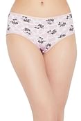 Mid Waist Cow Print Hipster Panty in White - Cotton
