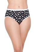 Mid Waist Floral Print Hipster Panty in Black