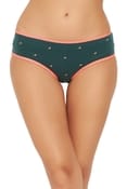 Mid Waist Floral Print Hipster Panty in Emerald Green - Cotton