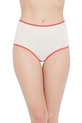 Mid Waist Heart Print Hipster Panty in White - Cotton