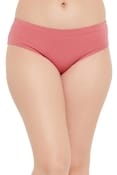 Mid Waist Hipster Panty in Dusty Pink with Inner Elastic - Cotton	