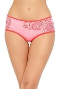Mid Waist Paisley Print Hipster Panty in Peach Colour - Cotton