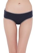 Mid Waist Striped Hipster Panty in Navy - Cotton	