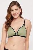 Non-Padded Non-Wired Demi Cup Bra in Sage Green - Cotton