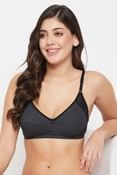 Non-Padded Non-Wired Full Cup Bra in Dark Grey - Cotton