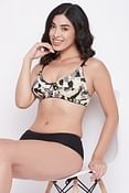 Non-Padded Non-Wired Full Cup Camouflage Print Full-Figure Bra in Multicolour - Cotton 